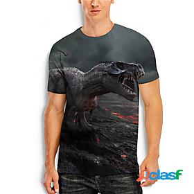 Mens T shirt Shirt 3D Dinosaur Animal 3D Print Round Neck
