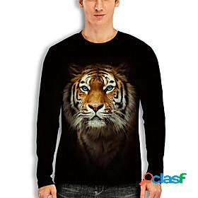 Mens T shirt Shirt 3D Tiger Animal 3D Print Round Neck Daily