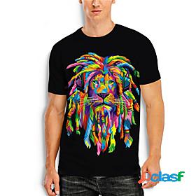 Mens T shirt Shirt Graphic Lion Animal 3D Print Round Neck