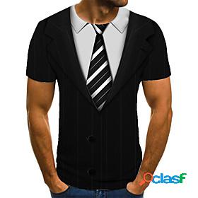 Mens T shirt Shirt Optical Illusion 3D Print Round Neck