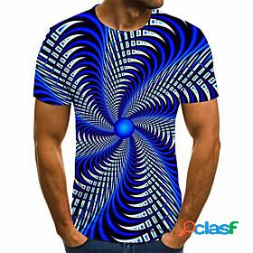 Mens T shirt Shirt Round Neck Daily Short Sleeve Tops Blue