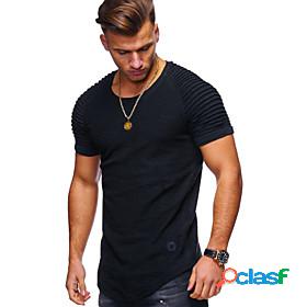 Mens T shirt Solid Color Round Neck Outdoor clothing Short