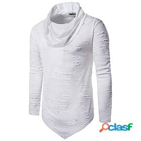 Mens T shirt Solid Color Turtleneck Casual Daily Long Sleeve