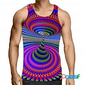Mens Tank Top Shirt Graphic Optical Illusion Round Neck