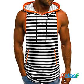 Mens Tank Top Vest Undershirt T shirt Striped Hooded Casual