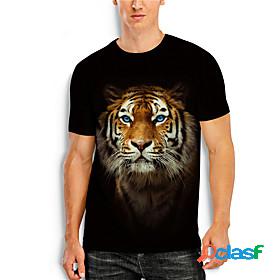 Mens Tee T shirt 3D Tiger Animal 3D Print Round Neck Daily