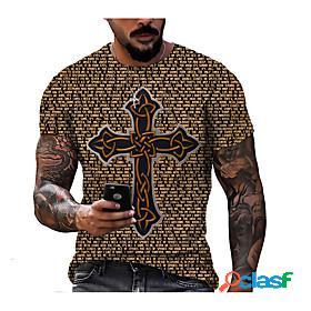 Mens Tee T shirt Graphic Prints Cross 3D Print Round Neck
