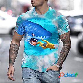 Mens Tee T shirt Graphic Prints Shark Animal 3D Print Round