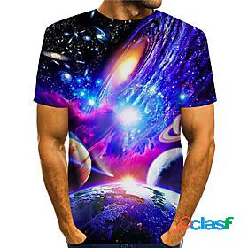 Mens Tee T shirt Shirt Galaxy 3D 3D Print Round Neck Daily