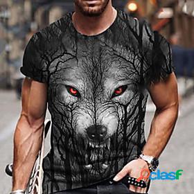 Mens Tee T shirt Shirt Graphic Prints Wolf Rose 3D Print