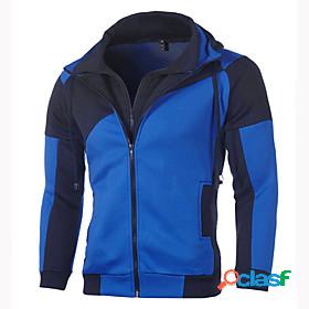 Mens Unisex Color Block Zip Up Hoodie Sweatshirt Work Basic