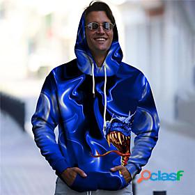 Mens Unisex Dragon Graphic Prints Pullover Hoodie Sweatshirt