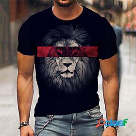Mens Unisex T shirt Graphic Prints Lion 3D Print Crew Neck