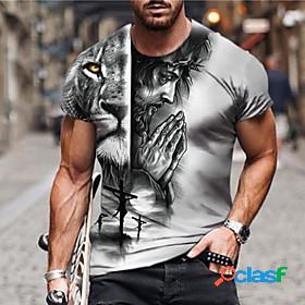 Mens Unisex T shirt Graphic Prints Tiger Human 3D Print Crew