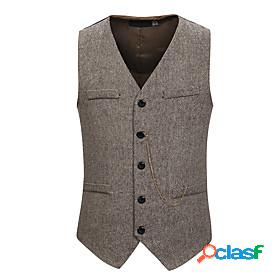 Mens Vest Gilet Fall Spring Street Business Daily Regular