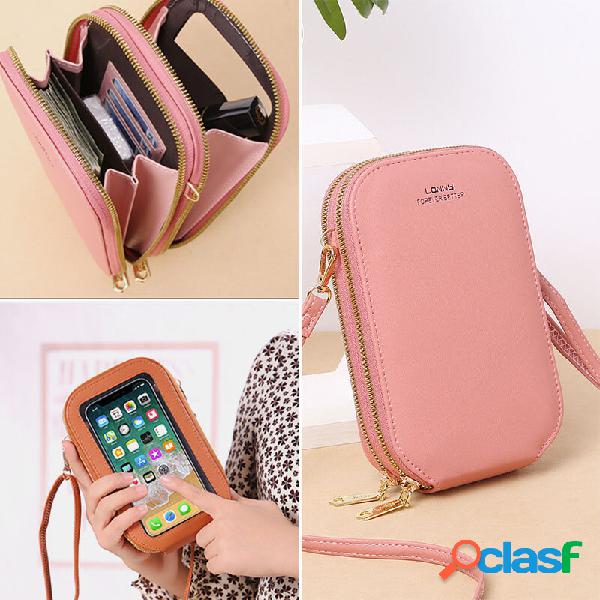 Mini Crossbody Borsa con touch screen moda donna in ecopelle