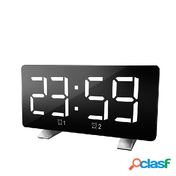 Mirror Digital Display LED Snooze Sveglia USB Time Night