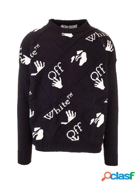 OFF-WHITE MAGLIONE UOMO OMHE064F20KNI0011001 COTONE NERO