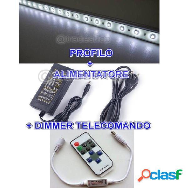 PROFILO BARRA ALLUMINIO IMPERMEABILE 1 METRO A 72 LED +