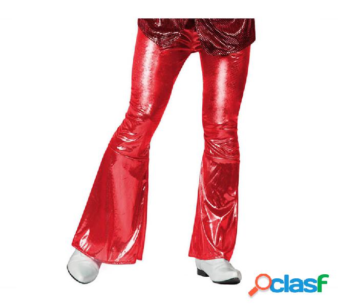 Pantaloni a campana da discoteca con glitter rossi per uomo