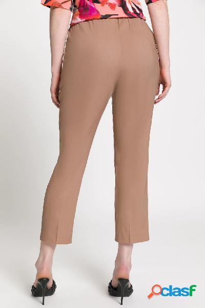 Pantaloni corti in lino elasticizzato con piega, Donna,
