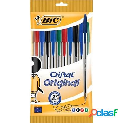 Penna Bic Cristal a sfera 1 mm conf. 10 pz. colori assortiti