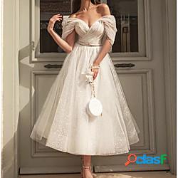 Per donna Abito linea A Vestito longuette Bianco Manica