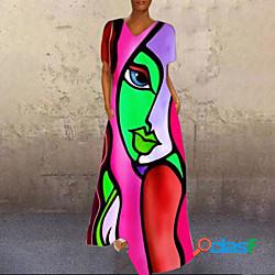 Per donna Abito linea A Vestito maxi Rosa Arancione Rosso