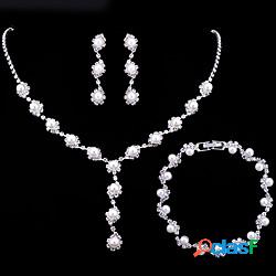 Per donna Cristallo Perle Set di gioielli Bracciale Collana