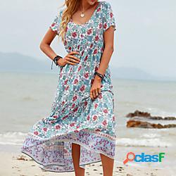 Per donna Prendisole Vestito maxi Azzurro Manica corta