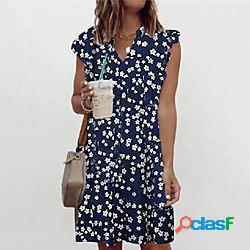 Per donna Vestito a trapezio Mini abito corto Blu Blu marino