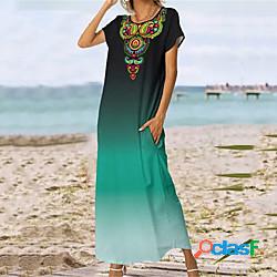 Per donna Vestito a trapezio Vestito maxi Verde Manica corta