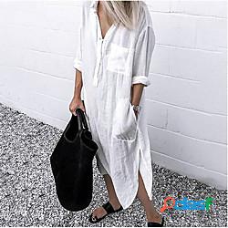 Per donna Vestito svasato Vestito longuette Blu Bianco