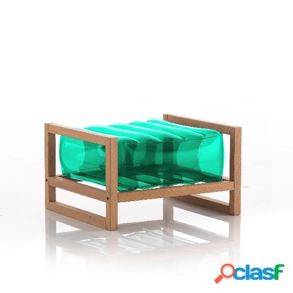 Pouf EKO gonfiabile con telaio in legno e TPU Crystal Green