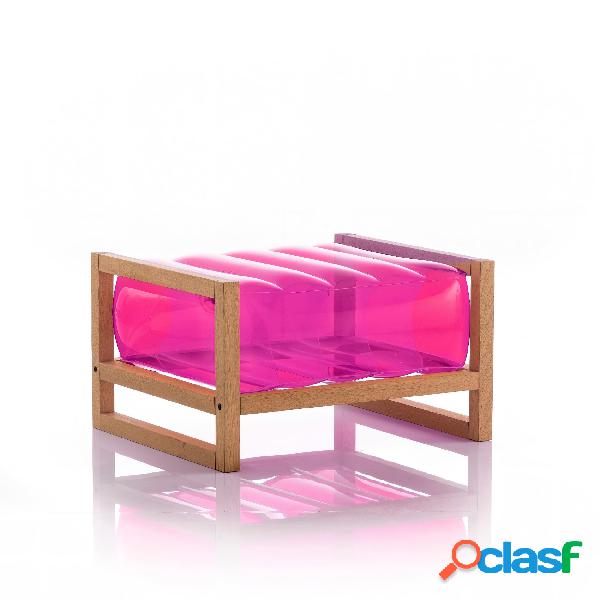 Pouf EKO gonfiabile con telaio in legno e TPU Crystal Pink