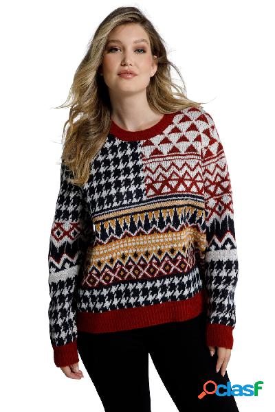 Pullover con un mix di lavorazioni Jacquard, scollo a