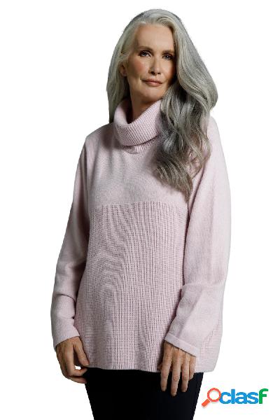 Pullover dolcevita in maglia a costa inglese con maniche