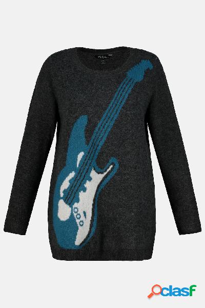Pullover, motivo con chitarra, morbida maglia fine, Donna,
