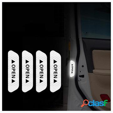 Reflective Fluorescent Warning Car Strips - 4 Pcs. - White