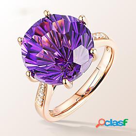 Ring Amethyst Rose Gold Platinum Plated Alloy 1pc Stylish