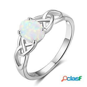 Ring Opal Silver Platinum Plated Alloy 1pc Stylish 6 7 8 9