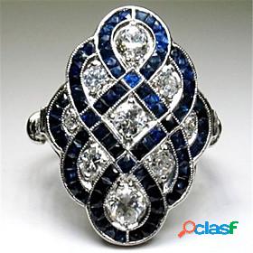 Ring Sapphire Silver Platinum Plated Alloy 1pc Stylish 6 7 8