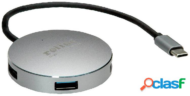 Roline 14.02.5036 4 Porte Hub combinato USB Grigio