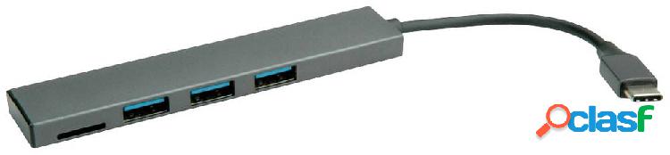 Roline 14.02.5051 3 Porte Hub combinato USB Grigio