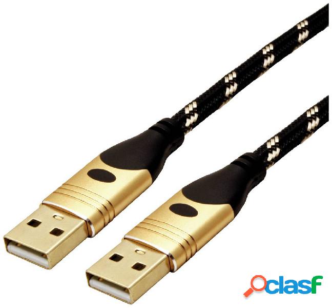 Roline Cavo USB USB 2.0 Spina USB-A 0.80 m Nero, Oro