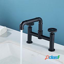 Rubinetto Per Lavabo Bagno Nero 2 Maniglie Rubinetto Per