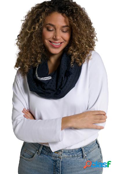 Sciarpa ad anello con ricami traforati, nappe e fascia