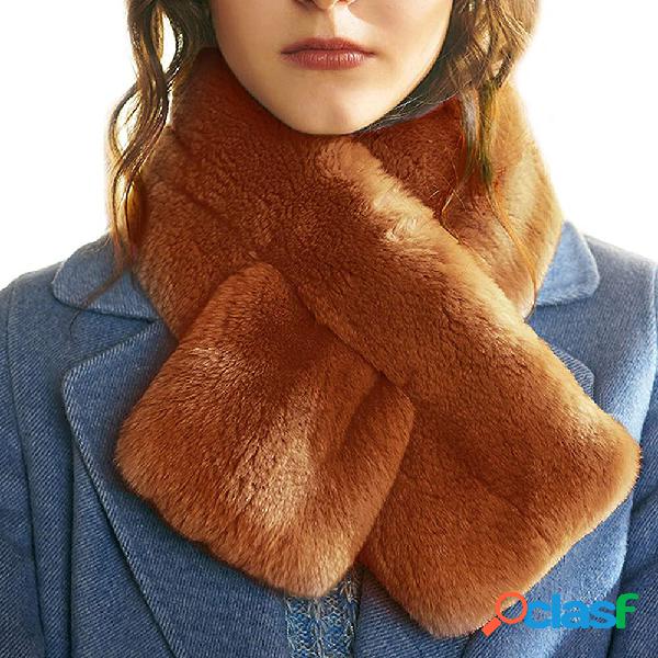 Sciarpa in peluche invernale da donna in pelliccia sintetica