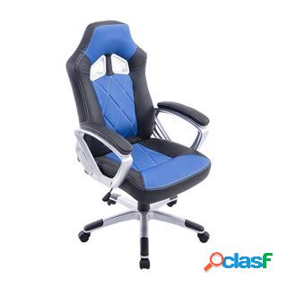 Sedia Gaming SAINZ, XXL, Comoda e Robusta, Pelle, Nero e Blu