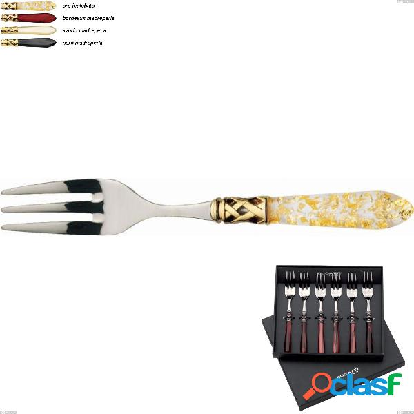 Set 6 forchettine in scatola regalo lux Aladdin ghiera oro